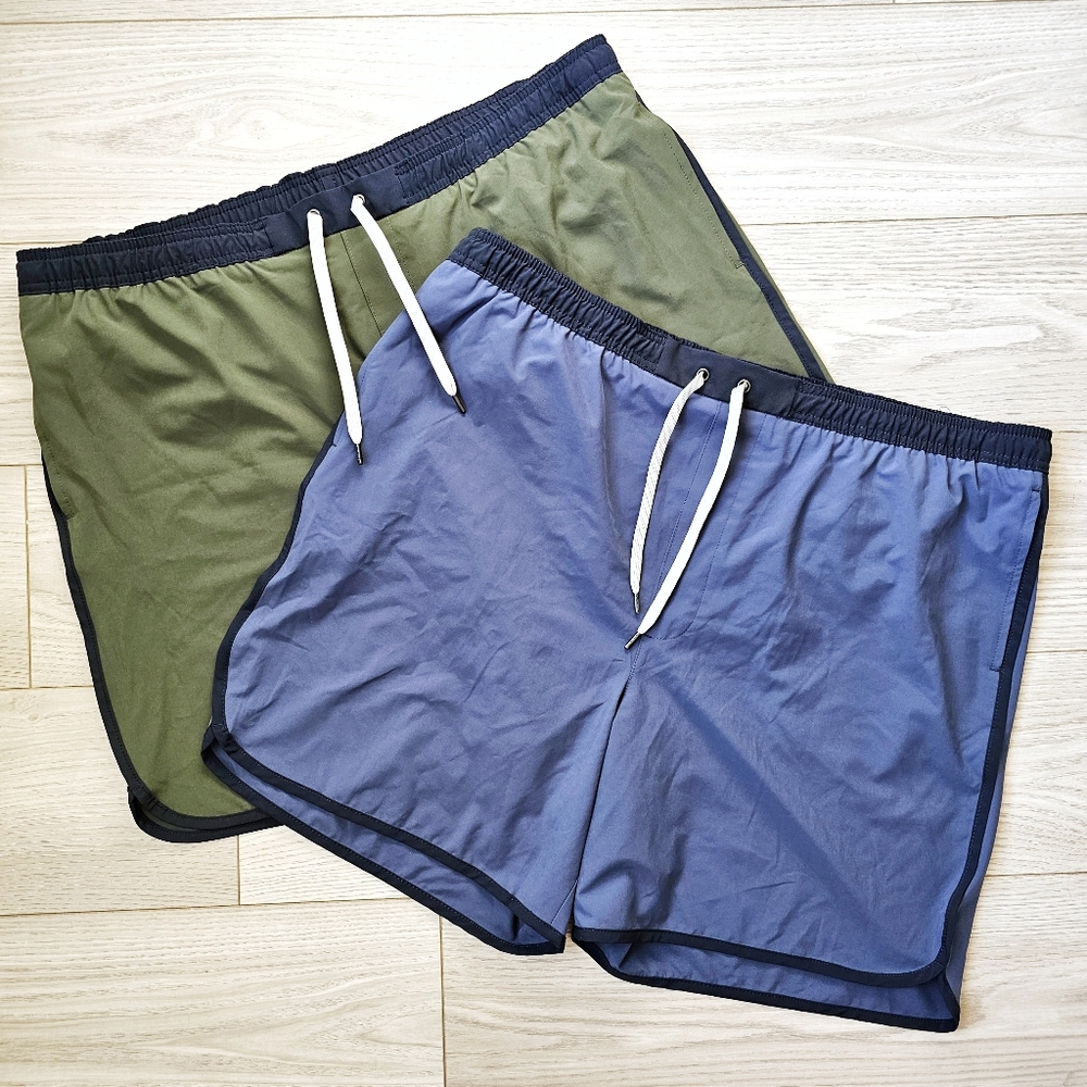 Sonoma Set Of 2 Swim Trunks Scallop Indigo Blue/ Olive Green Swim Suit Men's XXL